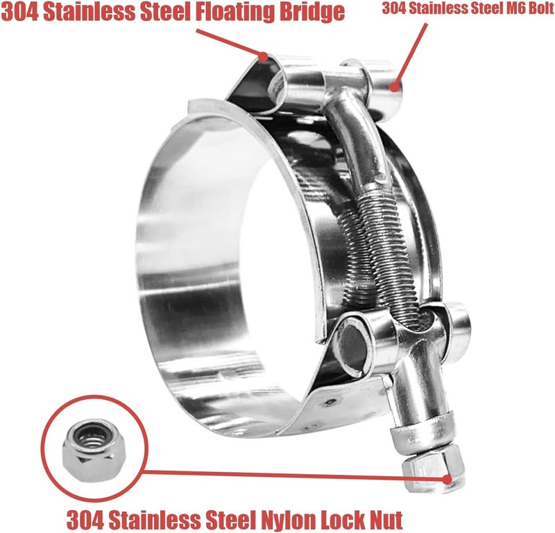 Botten 4 Pack 3" T-Bolt Hose Clamp, Clamp Range 83-91mm for 3" Hose ID, hose clamps Stainless Steel,heavy duty,radiator hose clamps - Image 2